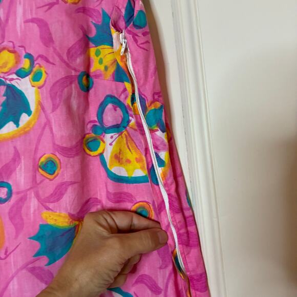 Donna Lee of California Sun Dress Vintage MOD Pink Floral 1960s-1970s Size 16 - Picture 4 of 8